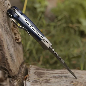 Damascus Steel Folding Knife Handmade Pattern Steel Compact Pocket Knife Outdoor <b>Camping</b> Hiking Fishing Travel Utility <b>Tool</b> - Product Image 3