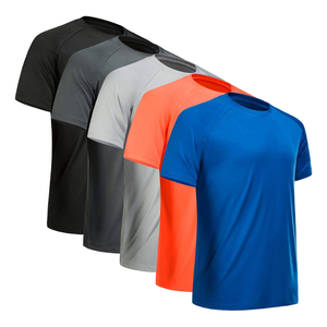 Camiseta de Punto para Hombre, Cuello Redondo, Color Sólido, Manga Corta, Corte Regular, Secado Rápido, Transpirable, 100% Algodón, Estilo Casual, para Gimnasio - Product Image 3