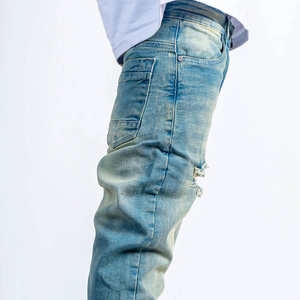 OEM ODM <b>Men</b> Fashion Ripped <b>Jeans</b> Casual Distressed Denim Pants Slim Fit Streetwear Stylish Vintage Wash Comfortable <b>Trousers</b> - Product Image 5