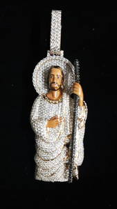 Colgante de lujo de moissanita San Judas, plata 925, joyería fina religiosa con incrustaciones de circonitas, regalo para hombres y mujeres - Product Image 4