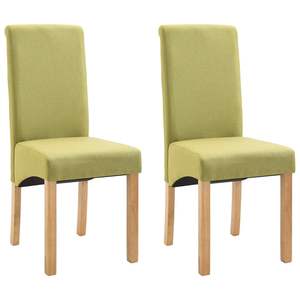 Ensemble de 2 chaises de salle à manger en tissu vert avec structure en bois, taille standard - Product Image 2