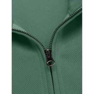 Suéter de punto para hombre, manga corta, con cremallera de un cuarto, cuello redondo, verde liso, informal, 100% algodón, transpirable, jersey, corte regular, oversize - Product Image 6