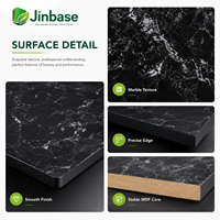Panneau MDF mélaminé moderne de qualité supérieure à motif marbre noir, avec norme E0, résistant à l'eau et au feu, taille personnalisée, service OEM/ODM