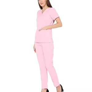 Uniforme de Enfermería Personalizado al por Mayor para Mujer, Conjunto de Blusa y Pantalón con Cuello Vuelto y Ribete Blanco para Enfermeras del Sector Salud - Product Image 6