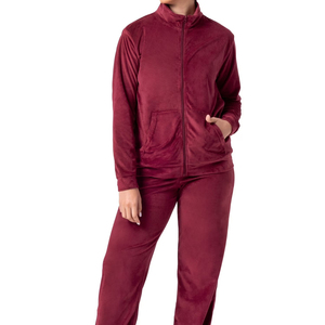 Custom Logo Winter Hooded Cotton Unisex 2-Piece Women's Sweatsuit Sport Jogger Set Velvet <b>Velour</b> <b>Track</b> Suit - Product Image 3