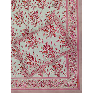 ผ้าปูที่นอนคู่ สีขาว-น้ำเงิน ลายพิมพ์บล็อกด้วยมือ ผ้าฝ้าย 200 เส้นด้าย ลายเรขาคณิต ระบายอากาศได้ดี เหมาะสำหรับใช้ในบ้าน โรงแรม และงานตกแต่ง - Product Image 1