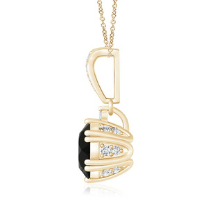 Colgante de Halo con Diamante Negro Natural para Mujer, Oro 10K 14K 18K, Plata 925 935, Chapado en Rodio, Joyería Vintage para Regalo de Boda o Fiesta - Product Image 4