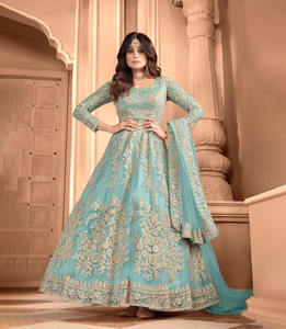 Trending Indian & Pakistani Clothing Butterfly Net con bordado, Mirror Work Long Anarakali Suit - Product Image 1