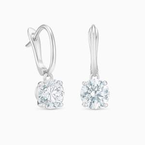 Pendientes de Aro con Diamantes Cultivados en Laboratorio Certificados por IGI, Oro Blanco de 14K, Diamantes Redondos Brillantes, Pendientes Colgantes Tipo Huggie, Joyería Fina - Product Image 3