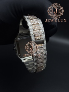 Montre de luxe en acier inoxydable avec diamants Moissanite style Hip Hop, vente en gros d'usine, disponible à prix abordable - Product Image 3