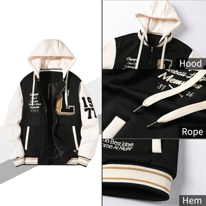 Autumn Winter Custom Men's Fashion Varisty <b>Jacket</b> Casual Zipper Hood Cotton-Filled Embroidered Pattern Made By TRIOTAKE INDUSTRY - Product Image 5