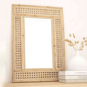 Sustainable rattan webbing wall <b>mirror</b> bohemian-inspired <b>hanging</b> <b>mirrors</b> living room decoration - Product Image 1