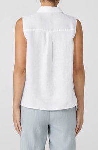 Camicetta di lino di misto modesto personalizzato estivo abbatta la <span class=keywords><strong>camicia</strong></span> <span class=keywords><strong>bianca</strong></span> senza maniche in lino biologico da donna - Product Image 4