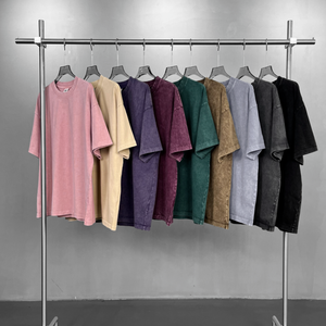 Camiseta de Algodón para Hombre, 275 g/m², Lavado Ácido, Personalizada, Talla Grande, de Alta Calidad, Colorida, Informal, Venta al Por Mayor del Fabricante - Product Image 1