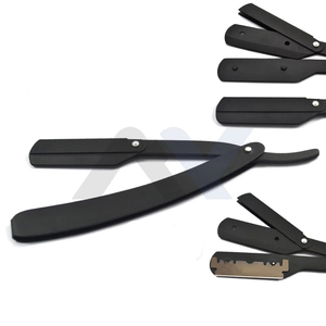 Premium Black Stainless Steel Barber Straight <b>Razor</b> Luxury Shavette Cut Throat <b>Razor</b> for <b>Men</b> Professional Salon Shaving Kit - Product Image 4