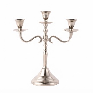 Elegant 3-Arm <b>Silver</b> Metal Candelabra Candle Holder for Wedding Table Centerpiece Luxury Vintage Aluminum <b>Candlestick</b> For Hotel - Product Image 1
