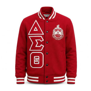 Chaqueta Universitaria Delta Sigma Theta Roja con Letras Griegas Bordadas, Estampado en la Espalda 1913, Estilo Preppy para Hombre - Product Image 2