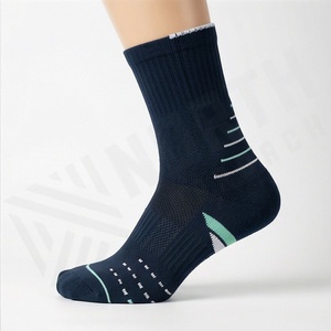 Crew Socks Solid Navy Blue Breathable Knitted Polyester Spandex Running Athletic Sports Socks for Adults Summer - Product Image 3