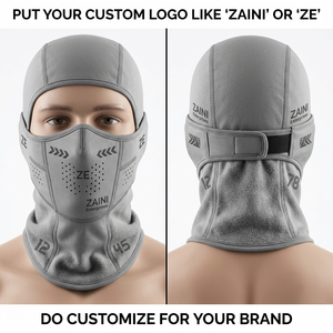 Balaclava en polyester et élasthanne de qualité supérieure 320 GSM, gris, multi-panneaux, respirant, masque facial, logo personnalisé par transfert thermique - Product Image 3