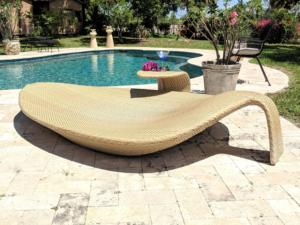 Contemporary Rattan Sun Lounger with Solid Back, Modern Outdoor <b>Lounge</b> <b>Chair</b> for Patio, Garden, Poolside and Terrace Relaxation - Product Image 6