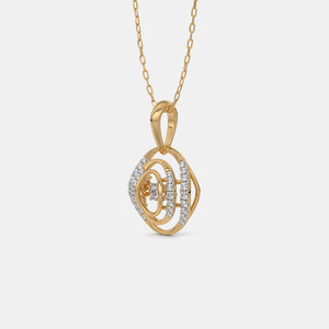 14K Yellow Gold Double Halo Lab Grown Diamond Pendant Necklace - Product Image 4
