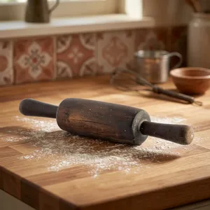 Rodillo de Masa de Madera Vintage para Chapati, Belan, Utensilio de Cocina Indio Tradicional Hecho a Mano, Rodillo Rústico para Masa, Uso en la Cocina - Product Image 4