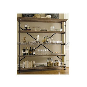 Estante de almacenamiento de libros de hierro y madera hecho a mano, estante de libros de esquina de tamaño y forma personalizados para uso en la sala de estar - Product Image 6