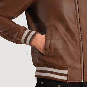 Durable Comfort <b>Leather</b> Baseball <b>Jacket</b> Classic Design <b>Leather</b> Baseball <b>Jacket</b> Everyday Style <b>Leather</b> Baseball <b>Jacket</b> - Product Image 6