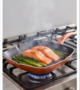Square <b>Grill</b> Pan With <b>Ceramic</b> Non Stick Coating Aluminum Alloy Body Plastic Handle For Kitchenware And Induction Use - Product Image 6
