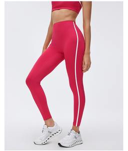 Leggings de sport taille haute personnalisés pour femmes, avec bande latérale, pantalons de yoga extensibles, collants de fitness, vente en gros d'articles de sport - Product Image 5