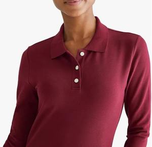 Camisetas de Golf y Tenis de Alto Rendimiento para Mujer, Manga Larga, Cuello Polo con Botones, Estilo Casual, Poliéster, con Logotipo - Product Image 2