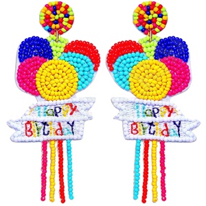 Pendientes bordados Pendientes vintage tejidos a mano inspirados en la naturaleza Joyería en forma de flor personalizada ecológica para fiestas Coloridas - Product Image 4