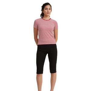 Camiseta de algodón 100% para mujer, con cuello redondo, manga corta, a rayas, corte ajustado, tejido de punto, informal, para primavera/verano. - Product Image 3