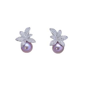 Boucles d'oreilles en argent S925 rondes blanches de 9-10 mm de Zhuji Danshui, perles à forte luminosité, défauts mineurs, vente en gros - Product Image 5