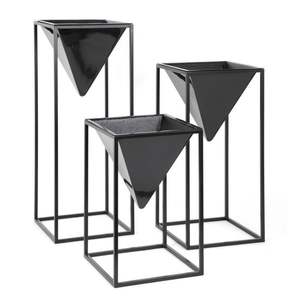 Macetero de Metal Ondulado Negro Dorado, Hierro Galvanizado Contemporáneo, Duradero, Ligero, 2.2 KG, Diseño Elegante, Soporte para Exhibición de Macetas - Product Image 5
