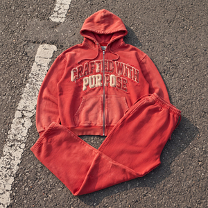 Conjunto de Sudadera y Pantalones Deportivos Holgados con Bordado Desgastado Lavable, Cremallera Resistente, 450 Gsm, Unisex - Product Image 6