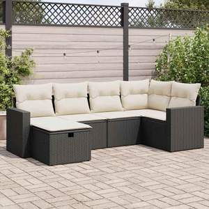 Set Divano da Giardino in Rattan PE Nero con Piedini Regolabili, Misura Media e Design Elegante - Product Image 1