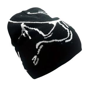 Best Price Low MOQ Custom Logo Jacquard Beanie Manufacturers All Print Fold <b>Winter</b> Skull Knitted <b>Hat</b> Beanie Cap Smooth Fabric - Product Image 3