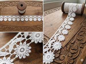 Ribete de Encaje Guipur Floral Blanco de Alta Calidad - Borde de Encaje Químico Bordado con Margaritas para Ropa Étnica y Decoración del Hogar - Product Image 4