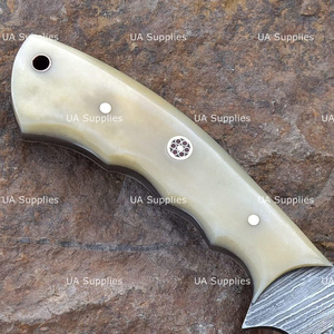 UA Supplies DIY Custom Hand Forged Damascus Steel Fixed Blade Camel <b>Bone</b> <b>Handle</b> Straight Edge Drop Point Hunting Survival <b>Knife</b> - Product Image 4