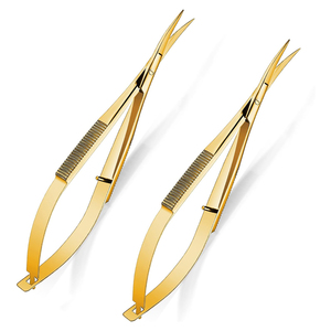 Tijeras de Precisión Doradas de 5 Pulgadas con Hoja Recta de Acero Inoxidable para Cejas y Pestañas, Recorte de Cutículas y Manicura - Product Image 1