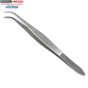 Pinzas Oftálmicas Iris Eye 4.5, Puntas Dentadas Semicurvas, Acero Inoxidable de Primera Calidad, Instrumento Quirúrgico Manual - Product Image 2