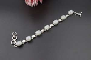 Bracelet en argent sterling avec pierre de lune naturelle, plaqué rhodium, bijoux faits à la main pour femmes, cadeau pour elle - Product Image 2