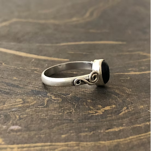 Retro Handcrafted <b>Silver</b> 925 <b>Ring</b> <b>with</b> Oval <b>Black</b> Onyx <b>Stone</b> Fine Swirl Design Bold Jewelry Wholesale - Product Image 3