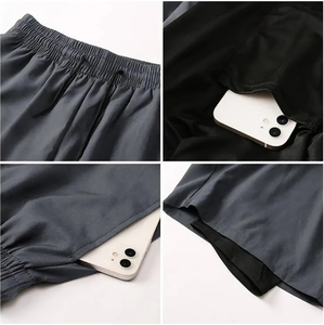 Men's olive green Color <b>Polyester</b> <b>Shorts</b> Elastic Waist Quick Dry Casual Style Bermuda Length Side Stripe - Product Image 2