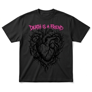 Custom Anatomical Heart Thorns Graphic Men's Black Heavyweight T-<b>Shirt</b> <b>Gothic</b> Death Is A Friend Grunge Tee - Product Image 1