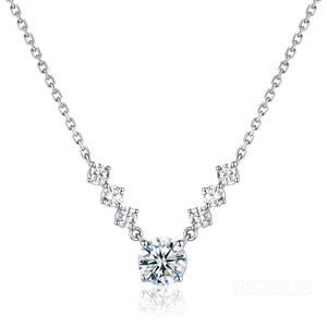 Espléndido Collar con Diamante Cultivado en Laboratorio con Corte en V para Novias y Eventos Nocturnos, Luminoso Collar con Colgante de Diamante Cultivado en Laboratorio - Product Image 1