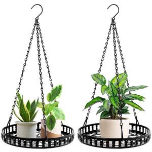 Support de pot de fleurs rond en métal noir moderne, robuste, pour plantes suspendues, pour intérieur, extérieur, jardin, balcon, décoration de la maison, en gros - Product Image 1
