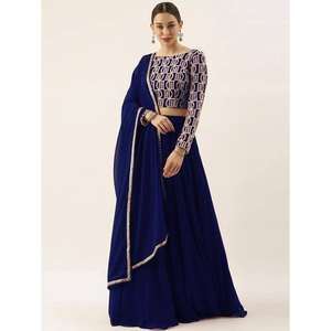 <b>Charming</b> Blue Thread Work Georgette Sangeet Wear Lehenga Choli - Product Image 2