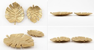 Hot Vantage Moderne Luxe Fantaisie Premium Unique Nouveau Design Feuille d'or design plat décoratif vaisselle fruits plat de service bol - Product Image 5